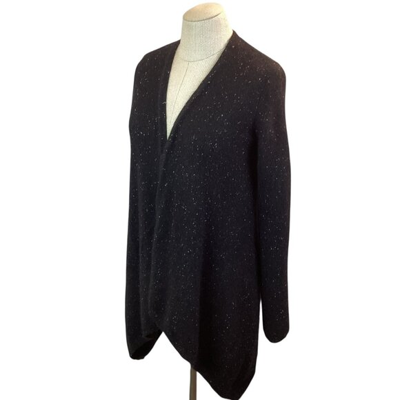 Saks Fifth Avenue Black Speckled Cashmere Cardigan Sweater Womens Small - Picture 3 of 8